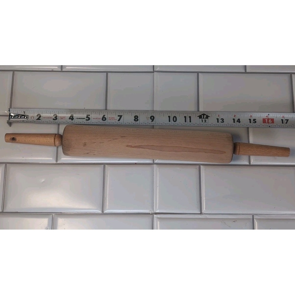Vintage Skinny Wooden Rolling Pin 17" x 2" Rolls Perfectly. - Picture 6 of 7